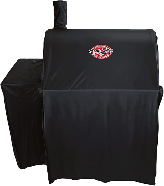 Char-Griller Durable Polyester Grill and Smoker Cover with Waterproof Material, PVC Lining, and Extendable Design in Black, 46"L x 23"W x 48.5"H, Model 5555