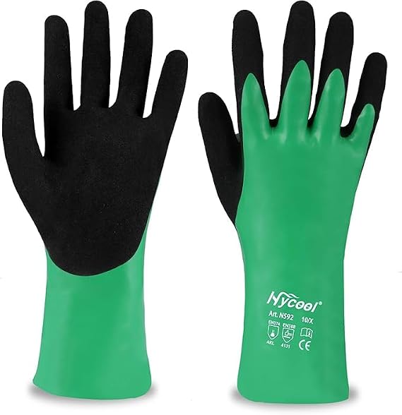 Nitrile Coating Chemical Resistant Gloves M (1 Pair) + L(1 Pair)