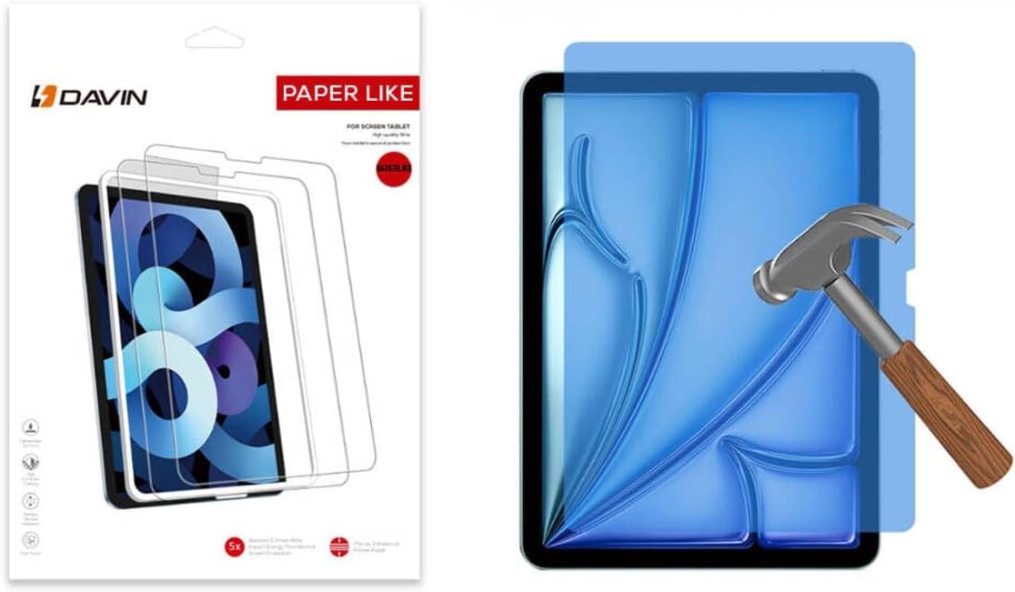 Zore Apple İle Uyumlu iPad Air 11 2024 Kağıt Hisli Mat ​​​​​​​​​​​​​​​Paper Like Ekran Koruyucu, Şeffaf