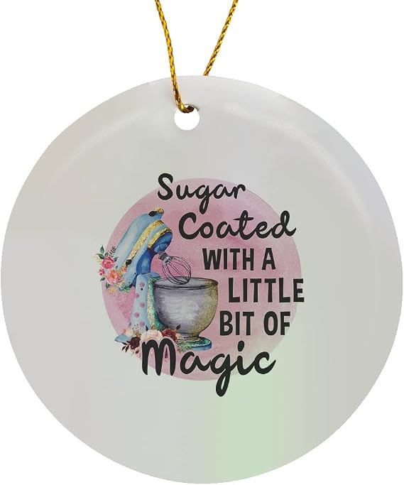 3dRose Sugar Coated with a Little bit Circle Porcelain Ornament