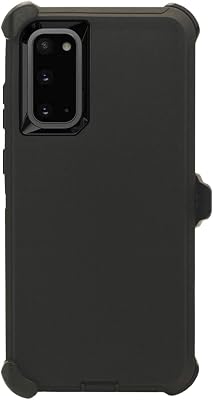 WallSkiN Case for Galaxy S20 6.2 Heavy Duty Full Body Military Grade Drop Protection Carrying Cover Holder | Holster for Men Belt with Clip Stand BlackBlack