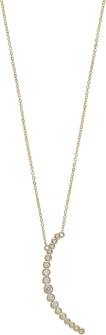 Ettika Long Necklaces for Women. Waning Crystal Crescent Pendant Necklace. 18k Gold Plated Necklace. Jewelry for Women