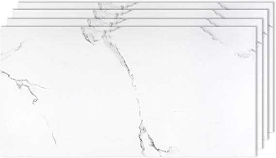 4 Pcs 24"x45" PVC Marble Wall Panels - Realistic Marble Look, 3D Wall Panels for Shower Tile and Interior Decoration - Covers 30 Square Feet - White Serenity