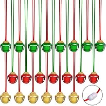 URATOT 24 Pieces Christmas Jingle Bell Necklaces Xmas Decoration Bell Necklaces with Connect Ribbons for Christmas Holiday Supplies