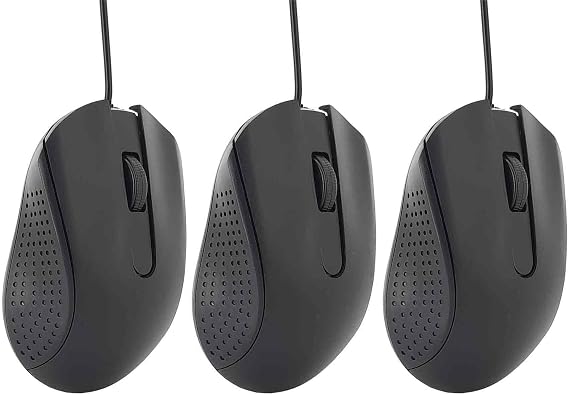 Coverzone Kablolu Mouse Siyah 2 Tuşlu Ekonomik Mouse Bilgisayar Faresi Ofis ve Ev Kullanımına Uygun USB Uçlu NoteBook PC ve Bilgisayar için Uygun 2.5 x 12.5 x 16.5 cm mouse1 (3 Adet)