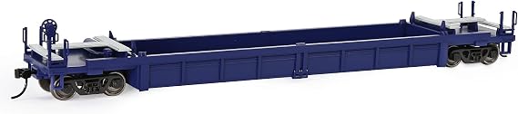 Evemodel C8749 1pc HO Scale 40ft Well Car 1:87 Concave Bottom 40' Flat Car Wagon (1pc - Blue)