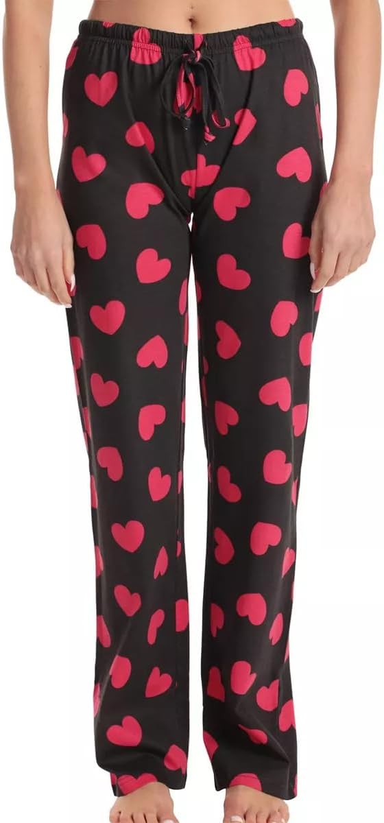 Womens Cute Print Pj Pants Holiday Lounge Pajamas Bottoms Bow Tie Elastic Waist Sleep Pajama Pants