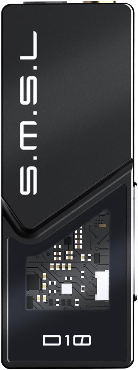S.M.S.L D10 Headphone Amplifier USB Potrable Dac with 3.5mm & 4.4mm Balacnced Dual Mini Audio Amp Outputs Support 500mw 16ΩDSD256 PCM 32bit384khz Hi-Res Earphone Amp for SmartphonesPCLaptopsBlack
