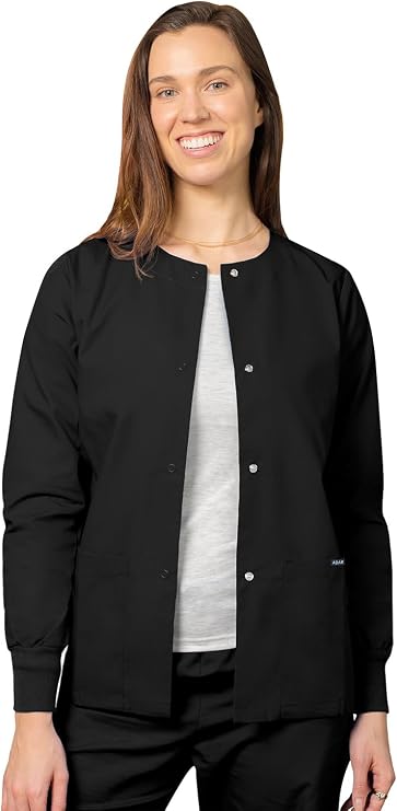 Adar Universal Scrubs for Women - Round Neck Warm-Up Scrub Jacket