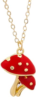 Jewelry Mushroom Necklace Red Pendant Simple Cute Jewelry for Birthday Christmas