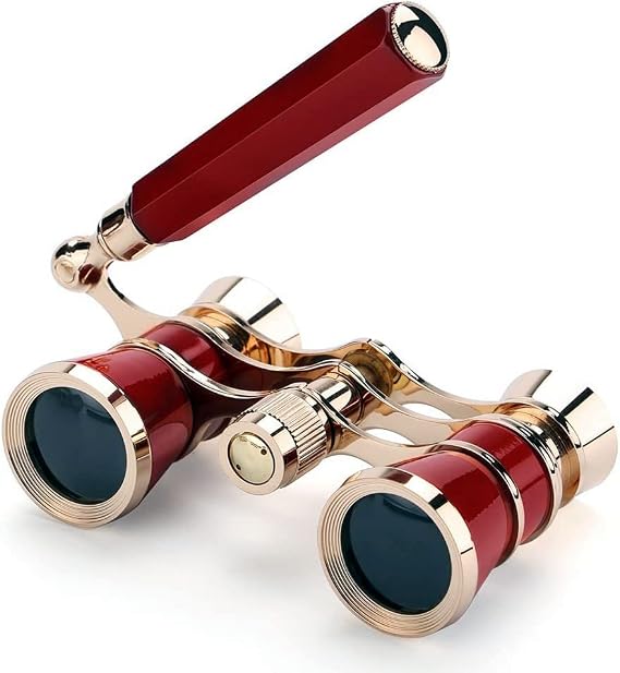 Opera Glasses Binoculars 3X25 Theater BK7 Optical Glass Portable Telescope Adults Kids Women in Musical Concerts Theater Cinema (Red)