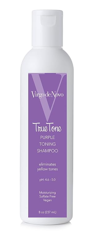 Virgo de Novo Purple Toning Shampoo Neutralizes Yellow & Brassy Tones, Brightens Blonde, Silver & Grey Hair, Sulfate-Free, Color-Safe, Non-Drying - 8 oz