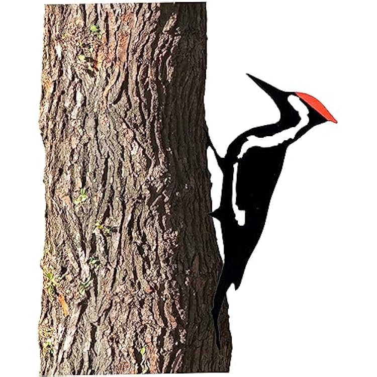 Metal Woodpecker Garden Ornament, Stainless Steel, Black, Outdoor Garden Bird Statue, Bird Ornament for Patio Lawn Backyard Decor