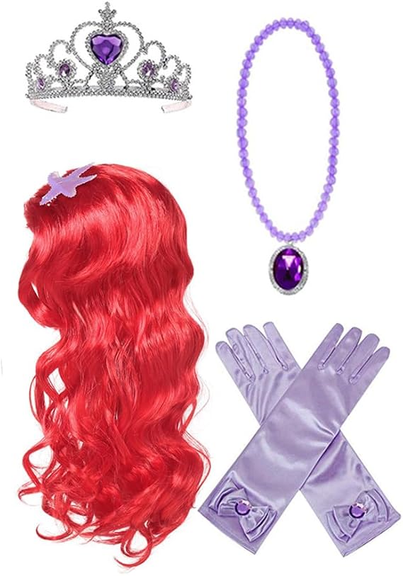 Mermaid Princess Wig Braid Ocean Themed Mermaid Dress Up Halloween Costume Cosplay Accessories for Kids Girls