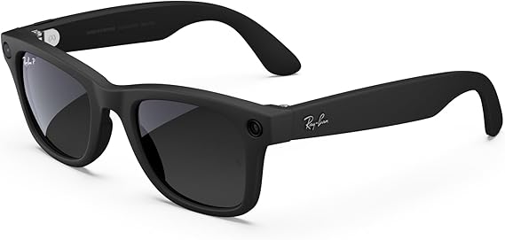 Meta Ray-Ban Smart Glasses, Wayfarer, Matte Black/Polarised Gradient Graphite, Regular