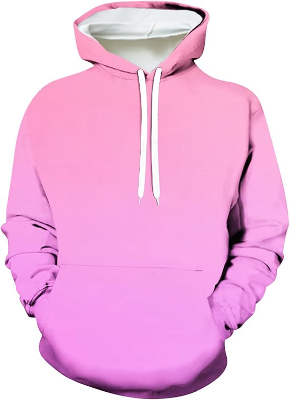 Men's Graphic Crewneck Sweatshirts Long Sleeve Pullover Gradient Color Drawstring Hoodie With Pocket Fall Clothes