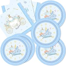 40pcs Princess Birthday Party Supplies Pumpkin Crystal High Heels Plates and Napkins for Girls Princess Party Supplies,Suitable for 20 Guests