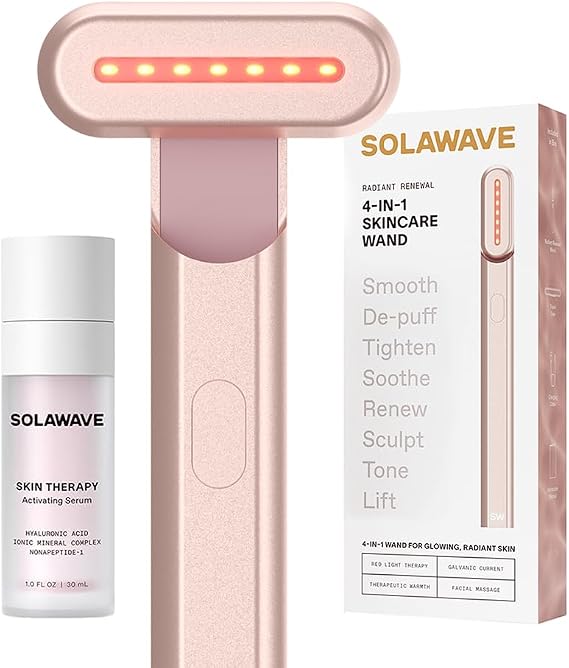Solawave 4-in-1 Red Light Therapy Wand for Face & Neck + Activating Serum