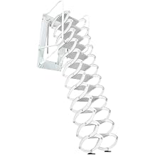 12 Steps Aluminum Wall Mounted Attic Ladder Loft Folding Home Garage 882lb Retractable Attic Ladder with Armrests Attic Steps Pull Down Attic Stairs White Pulldown