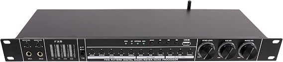 Professional KTV Pre-effector one-button Anti-howling Audio Processor, 4 Input Echo, Support USB MP3 Bluetooth Optical AUX, for for Home KTV, Wedding, Concert, Bands/Stage Performance. (Black)