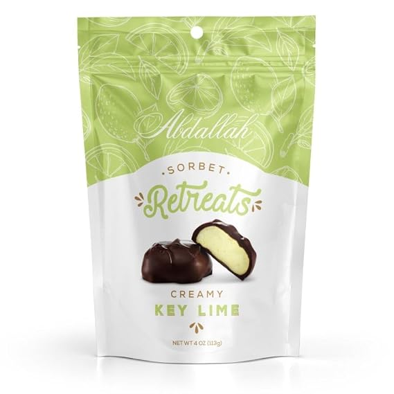 Abdallah Chocolates, Dark Chocolate Sorbet Creamy Key Lime Retreats, two Pack (each bag 4 ounces)