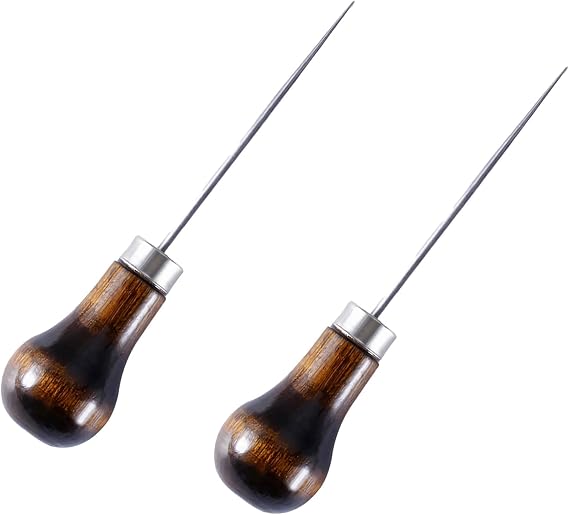 2 Pack Handwork Sewing Awl,Gourd-Shaped Tailors Awl,Gourd Shape Awl Tool Alloy,Professional Awl Tool,for Sewing Crafting Leather Perforating Needle Removal or DIY Handmade Maker Tool