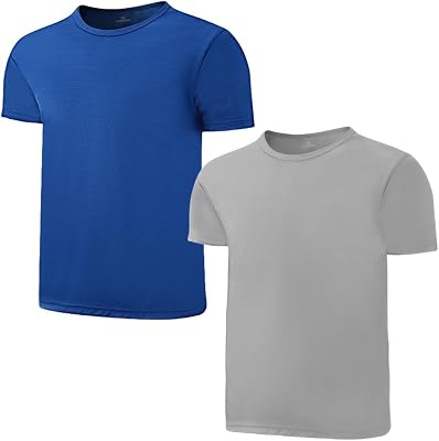 2 Pack KidsBoysYouth Quick Dry Sports Tee Shirt Mesh Moisture Wicking Active Athletic T-Shirt Age4-18Years
