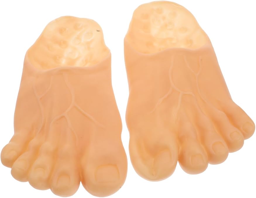 Skin Color Feet Shaped Slippers Funny Halloween Costumes Costume Props Giant Feet Cosplay Shoes Fake Monster Slippers Men and Women Clothing Supplies Khaki