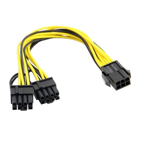 JSER ATX 6Pin Male to Dual 8Pin & 6Pin Female PCI-E PCI Express Video Graphics Card Extension Splitter Power Cable