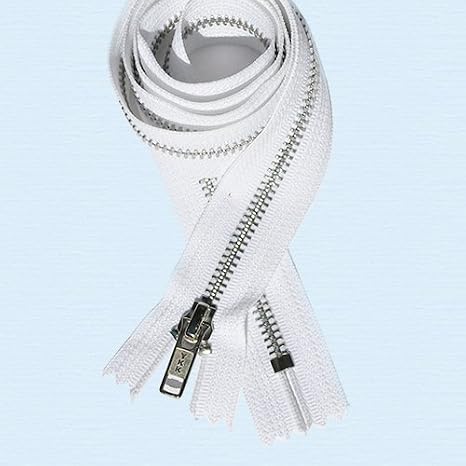 72" Zipper ~ YKK #5 Aluminum Metal ~ Closed Bottom ~ White (1 Zipper)