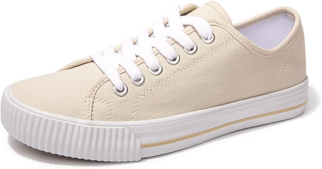 BENEKER Women's Canvas Sneakers, Comfortable Lace-Up Casual Shoes