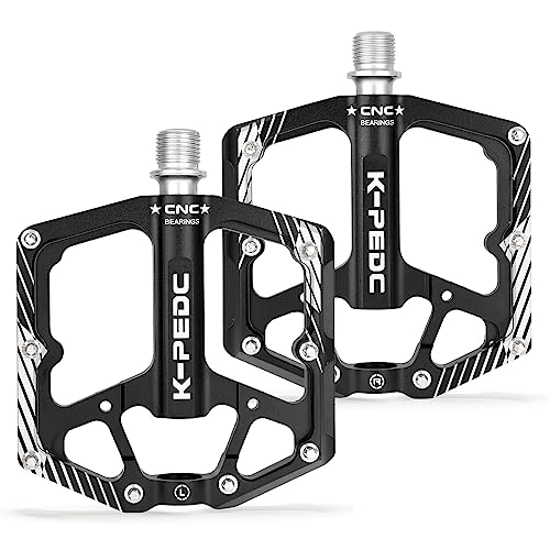 Bike Pedal Aluminum Alloy 916 Bike Pedal MTB Wide Platform Flat Non-Slip Bicycle Pedals with 3 Bearings for Mountain Bikes, Road, BMX