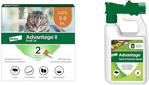 Bundle of Advantage II Vet-Recommended Flea Treatment & Prevention | Cats 5-9 lbs. + Advantage Yard & Premise Spray 32 oz.