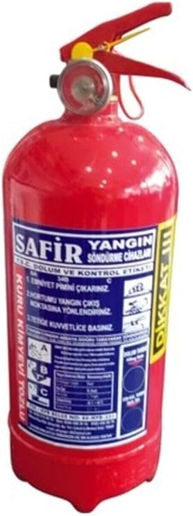 1 kg Yangın Tüpü, ABC Kuru Kimyevi Toz, A1 7114 Kalite, Manometreli