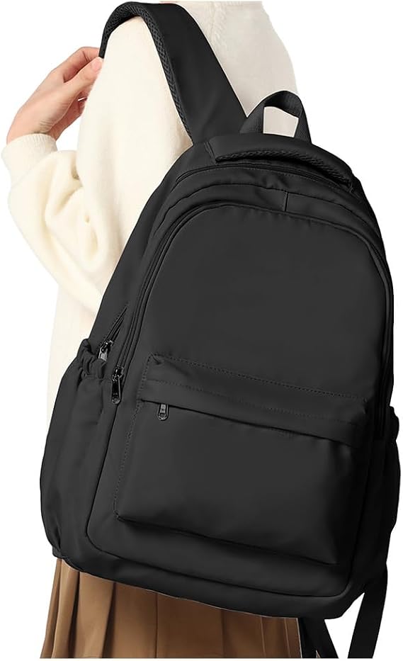 School Backpack School Bag for Teenage Girls Boys College Rucksack Lightweight Schoolbag Casual Backpack Dayback Women Bookbag College Waterproof 14 Inch Laptop Backpacks,A1-Black