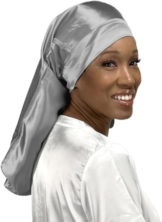 100% Mulberry Silk Hair Sleep Bonnet - Reversible Sleep Bonnet for Women, Wide Band Adjustable Tie, Night Cap for Curly Hair