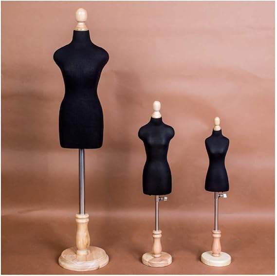 Mannequin Tailors Dummy Dressform Set of 3 Mini Famale Dressmakers Dummy, Tailor Mannequin Doll Dress Form Display, Adjustable Height Dollhouse Accessories Decoration (Color : Black)