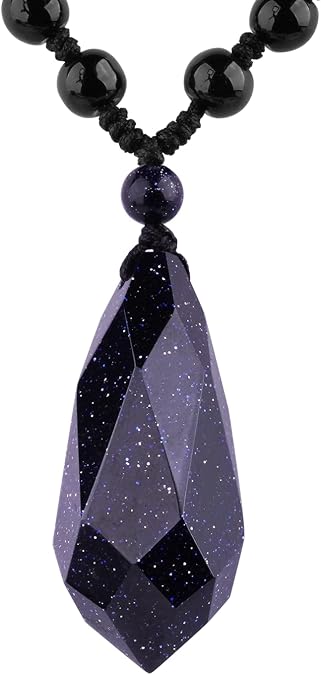 Black Obsidian Necklace Protection Pendant with Extended Bead Chain Healing Crystal Stone Amulet Necklace for Men Women