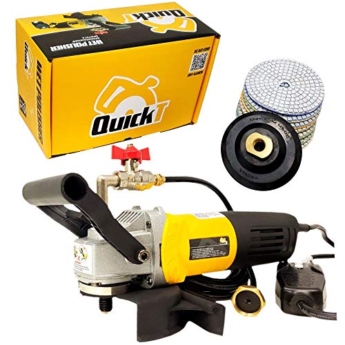SPW702A Concrete Countertop Wet Polisher Variable Speed Grinder Sander Granite Stone Polisher Polishing Fabrication Tools Kit - 4 Diamond Polishing Pads for Concrete Granite Marble Tile Polish