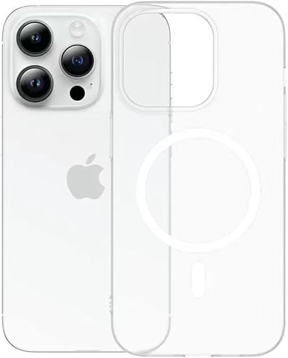 iPhone 15 MagSafe Uyumlu Şeffaf Sert Telefon Kılıfı Manyetik Hizalama İnce Hafif Darbe Dayanıklı Kamera Korumalı Koruma Kapak Şeffaf