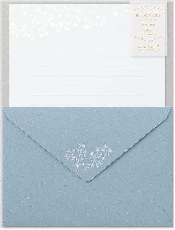 Midori 86508006 Letter Set Foil Stamped Envelopes, Haze Grass Pattern