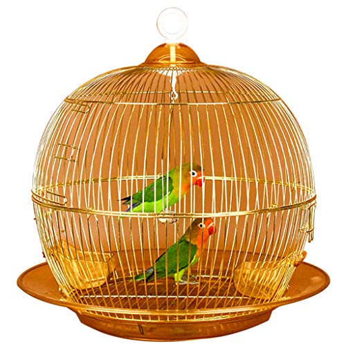 Round Tiger Skin Bird Cage, Outdoor Metal Decorative Ornamental Cage, Retro Golden Parrot Cages, Dove Pearl Bird CanaryGold-2