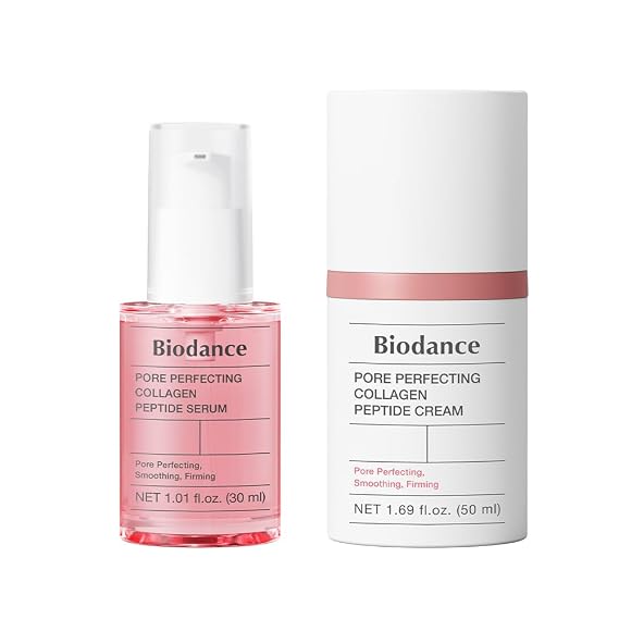 BIODANCE Collagen Plumper Duo: Pore Perfecting Collagen Peptide Serum & Facial Moisturizer, Korean Skincare Set for Plumping Glass Skin, Korean Skin Care, Skin Care Set