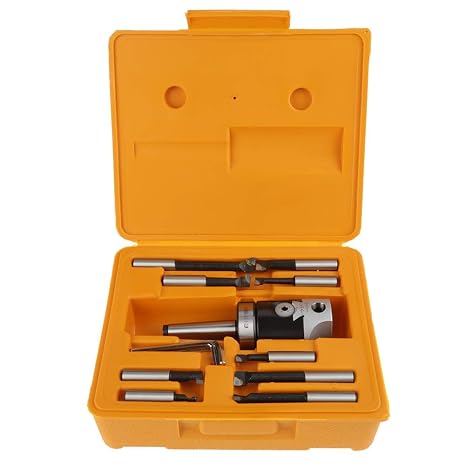 Milling Machine Accessories Set,50mm Boring Head,9pcs 12mm Boring Bars, MT2 M10*1.5 Drawbar Thread, Good Wear Resistance,for Boring, Boring Hole End Face, Cut The Hole and The Outer Ring Groove