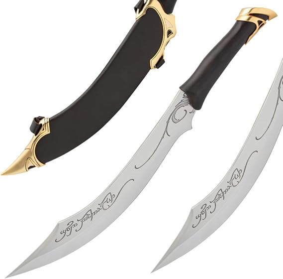 United Cutlery Lord of The Rings Elven Knife of Strider | LOTR Officially Licensed Reproduction | Stainless Steel Blade | Wooden Wall Plaque | Certificate of Authenticity | Full Size Replica | LOTR Officially Licensed Reproduction | Stainless Steel Blade | Wooden Wall Plaque | Certificate of Authenticity