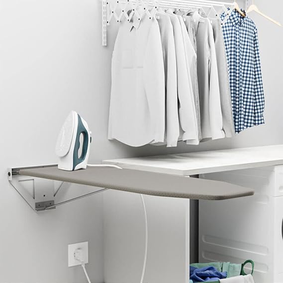 12"39" Foldable Wall Mounted Ironing Board, Rotating Ironing Board Cabinet, Compact Wall Mount Fold Down Iron Station for Home, Apartment & Small Spaces