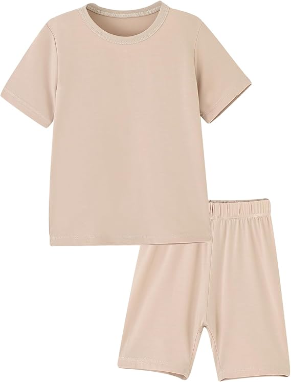 ACESTAR Baby Boys Girls Short Summer Pajamas Sets Viscose Toddler Solid 2pcs Snug Fit Pjs Kids Sleepwear Set