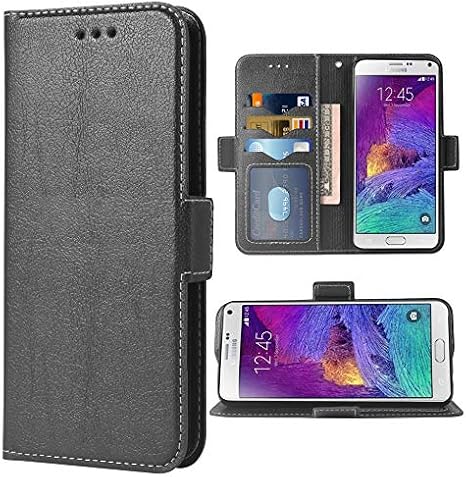 Phone Case for Samsung Galaxy Note 4 Folio Flip Wallet Case,PU Leather Credit Card Holder Slots Full Body Protection Kickstand Protective Phone Cover for Glaxay Note4 SM N910A N910F SM-N910F Black