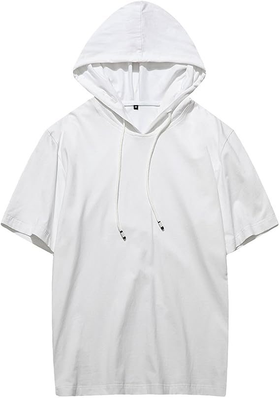 Buyter Summer Casual Hipster Cotton Men's Short-Sleeved Loose Hooded T-shirt Hoodie Top Blouse