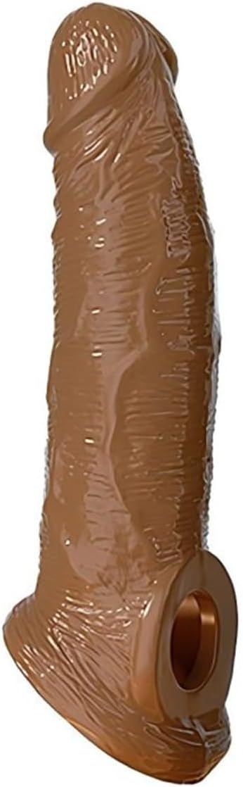 Bigger Double Open Realistic Sleeve Extender Sheath for Men Cover (Brown, 8 inches)